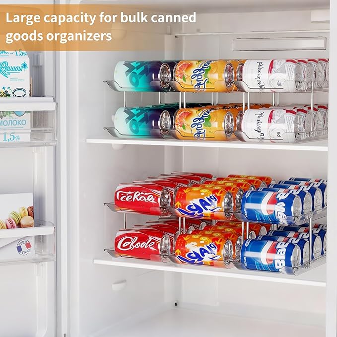 LXLXXL Can Organizer For Pantry Canned Food Goods Organizer For Cabinet Clear Automatic Rolling Can Storage Organizer Pantry Holders Rack, Holds Up to 36 Cans