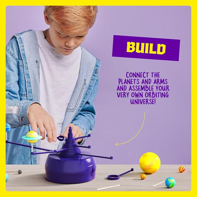 Dan&Darci 360° Orbiting Solar System for Kids - Paint & Build Model Kit - Arts and Crafts for Kid Ages 8-12, 4-6, 4-8, 6-8 - Space Toys 8-10 - Science Astronomy Gifts - Painting Craft Kits for Boys