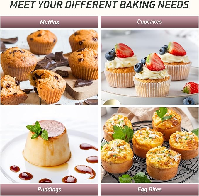 Socisen 12 Cups Silicone Muffin Pan with Metal Reinforced Frame Regular Size Cupcake Pan Tray Egg Bites Silicone Cookie Molds Muffin Tin Best Baking Pans Tart Pan Sheet Set Reusable Cupcake Liners