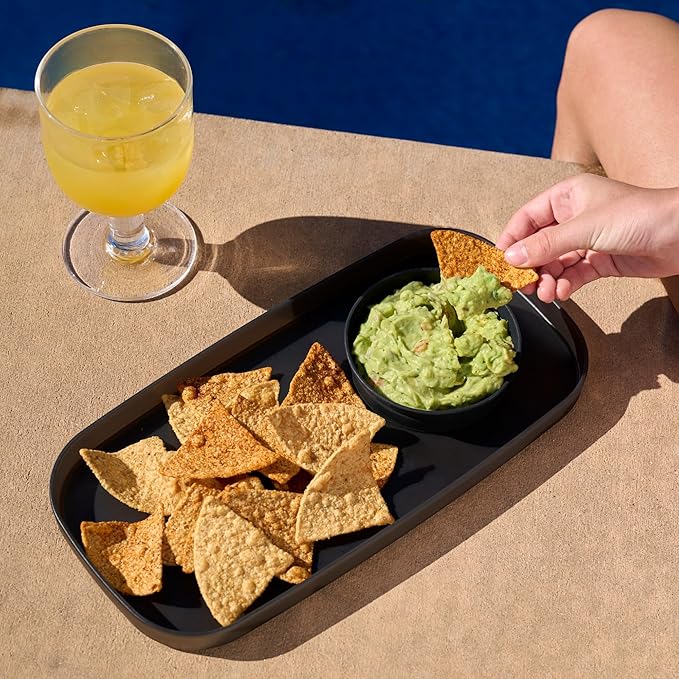 madesmart dipware Small Serving Plate, Collapsible & Removable Dip Bowl for Salsa, Queso, Sald, Olives, Premium Dishwasher & Microwave Safe, Multipurpose Plate & Bowl, Midnight