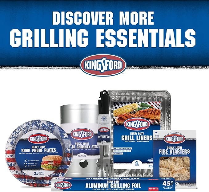 Kingsford Heavy Duty Aluminum Grilling Foil Liners, Disposable Grill Grate Covers for Grilling, Cooking, and Steaming, Helps Keep Grill Grates Clean, 14.75 x 9 in, 4 Count