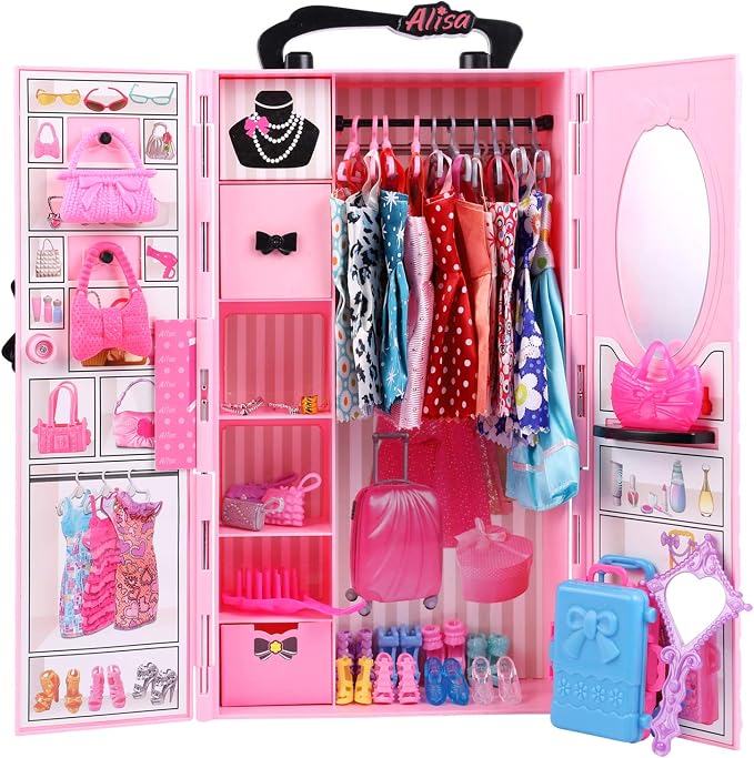UCanaan Girl Doll and Closet Set with Doll Clothes and Accessories Items Including Fashion Dolls, Dressand Many Other Accessories (Refer Picture Shows)，Best Gitfs for Girls Christmas Birthday