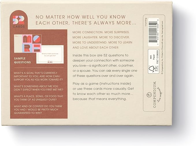 Tell Me More: Couples’ Edition – A Date Night Conversation Starter Game of 52 Questions to Deepen Your Connection with Your Partner