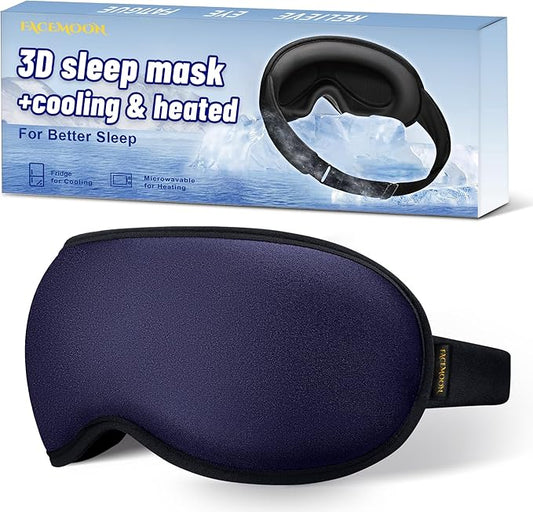 3D Gel Cooling Sleep Mask Blackout-Cold Eye Mask for Eye Compress, Cooling Weighted Eye Mask for Sleeping, Zero Eye Pressure, Ice Cold Pack, Cold for Migraine, Puffy Eyes, Dry Eyes-Blue