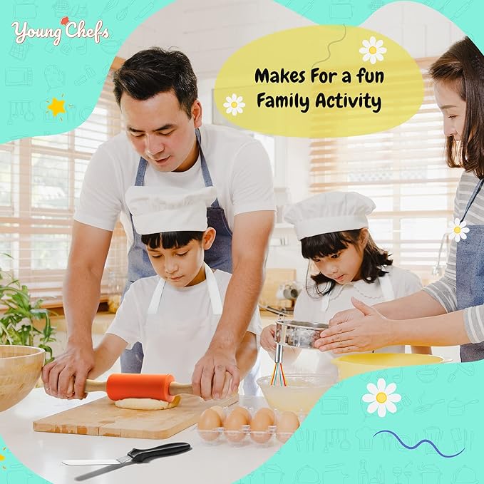Young Chefs Kids Cooking Sets Real - 19 Pieces Real Baking Set - Easter Gifts for Kids 8-12 Years Cooking and Baking Set for Kids– Giftable Sets for Girls and Boys