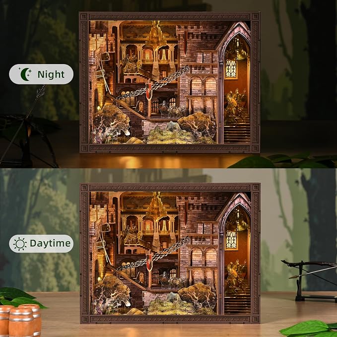 CCCDF Book Nook Kit, DIY Miniature House Dollhouse Kit for Adults and Teens, Booknook Bookshelf Decor with LED Light, Gifts for Family and Friends (Robin Hood - The Castle's Escape)