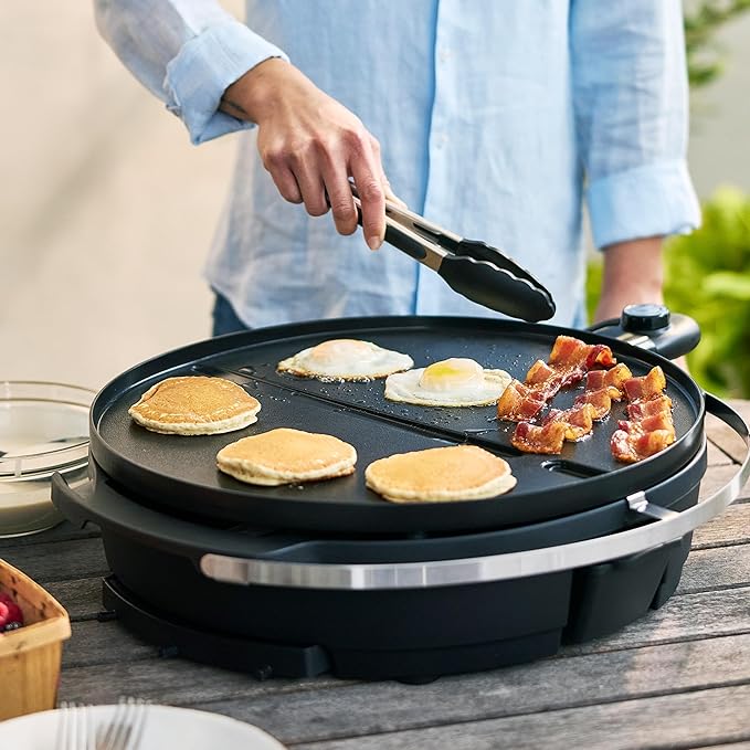 GreenPan 2-in-1 Portable Indoor & Outdoor Standing Electric Grill & Griddle, Cinnamon
