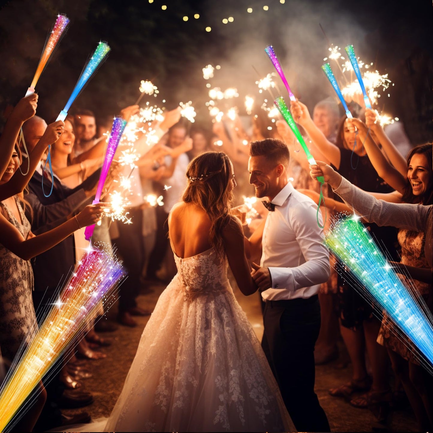 SHQDD 28 PCS Glow Fiber Wands Sticks, Halloween Glow Sticks, LED Light Wands, Glow in The Dark Party Supplies, Fiber Optic Wands, LED Flashing Sticks, Fiber Optic Light Wand Stick for Party