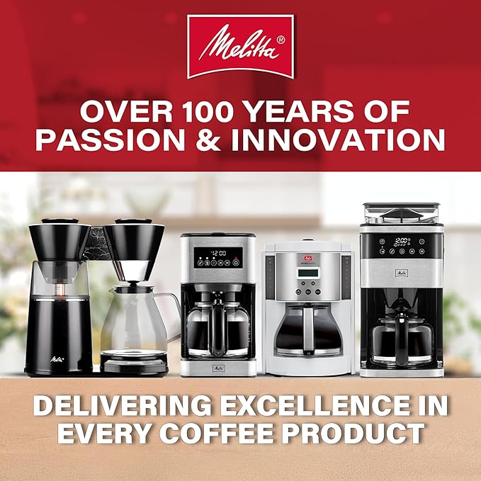 Melitta Aroma Tocco Glass Drip Coffee Maker | Programmable Coffee Machine | Glass Carafe Coffee Pot | 10 Cup Coffee Maker | Touch Control Panel | Stainless Steel accented | White