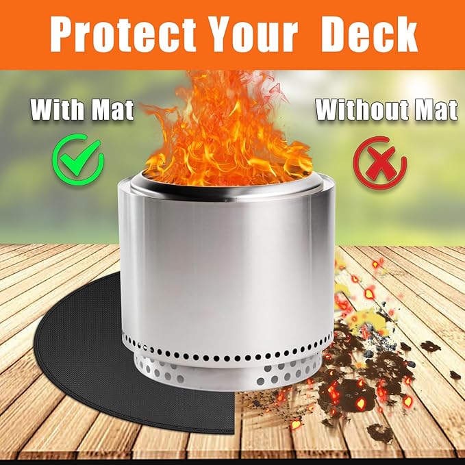 Round Fire Pit Mats for Under Fire Pit Compatible with Solo Stove, Accessories Compatible with Solo Stove , 3-Layer Fireproof Esay to Clean Grill Mats for Outdoor Grill to Protect the Deck, 39in