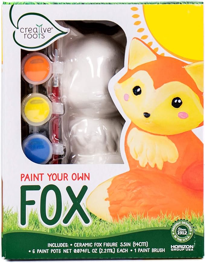Creative Roots Paint Your Own Fox, DIY Fox, Kids Painting Set, Creativity for Kids, Ceramic Painting Kit for Kids, Ceramics to Paint, Paint Your Own Ceramic, Ages 5+
