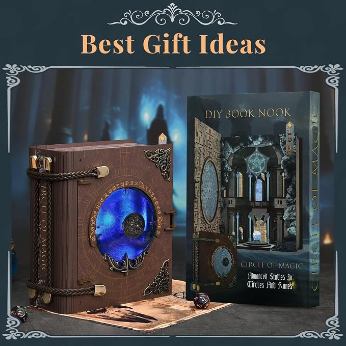MiniCity DIY Book Nook Kits for Adults, Miniature Dollhouse Booknook Kit, 3D Wooden Puzzle Creative Decorative Bookends Bookshelf Diorama Insert Crafts Hobbies Gifts (Circle of Magic)