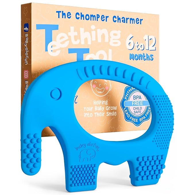 Baby Elefun Baby Teething Toys 5X Pain Relief Zero Delay 6-12 Months Blue