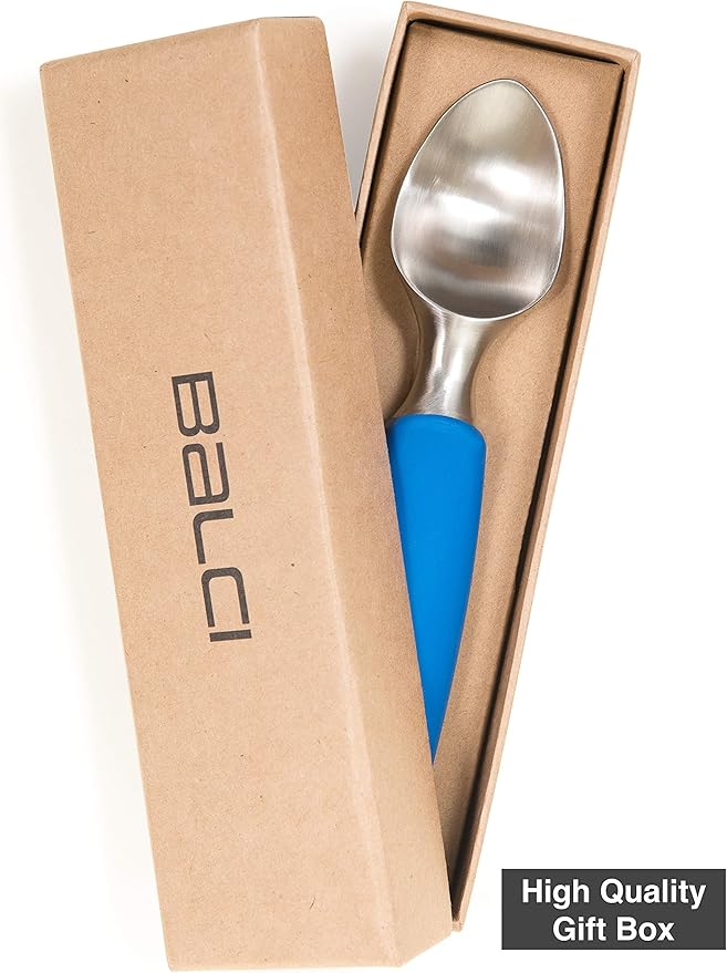 Balci Ice Cream Scoop - Heavy Duty Stainless Steel Icecream Scooper With Non-Slip Rubber Grip - Professional Metal Ice-Cream Spade - Dishwasher Safe – Blue