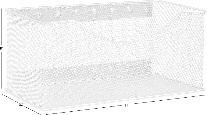 Ybmhome Wire Mesh Magnetic Storage Basket, Trash Caddy, Container, Desk Tray, Office Supply Organizer Silver for Refrigerator/Microwave Oven or Magnetic Surface in Kitchen or Office (2, Large (White))