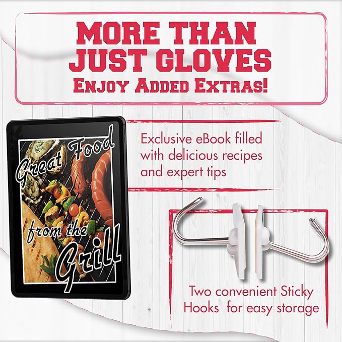 KITCHEN PERFECTION XL Silicone Smoker Oven Gloves for Women -Extreme Heat Resistant BBQ Gloves -Handle Hot Food Right on Your Grill Fryer&Pit|Waterproof Grilling Cooking Mitts|Superior Set+3 Bonuses