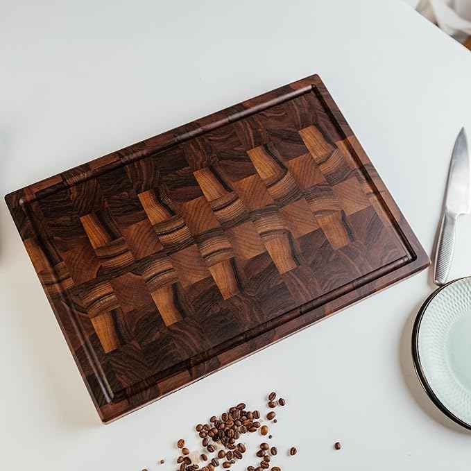 Handmade Personalized Walnut End Grain Cutting Board – Custom Engraved Wood Chopping Block, Perfect Gift for Home Chefs by GrainWoods (23x17x2 Inches)