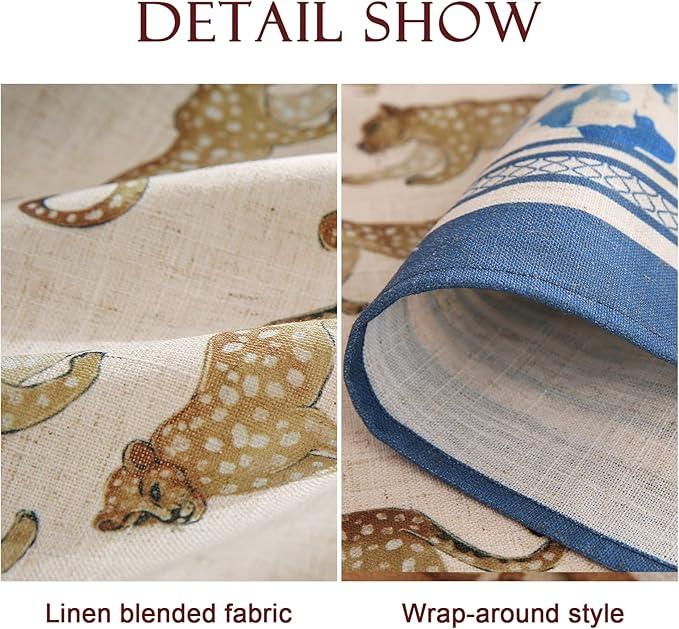 patdrea Designer Linen Rectangular Table Cloth,Vintage Leopard Animal Soft Extra Long Tablecloth,Fall Dacorative Cover for Kitchen Dining,Christmas,Parties,Holiday,Thanksgiving,67"x118"-from
