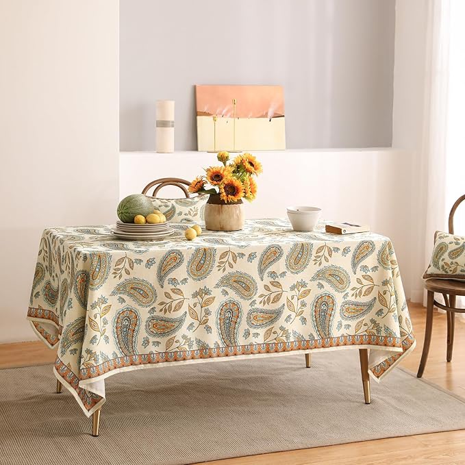 patdrea Designer Vintage Floral Tablecloth for Square Table,Linen Breathable Durable French Table Cloth,Durable Cover for Kitchen Dining,Christmas,Thanksgiving,Tea Party,67"x67"-Lysaniya