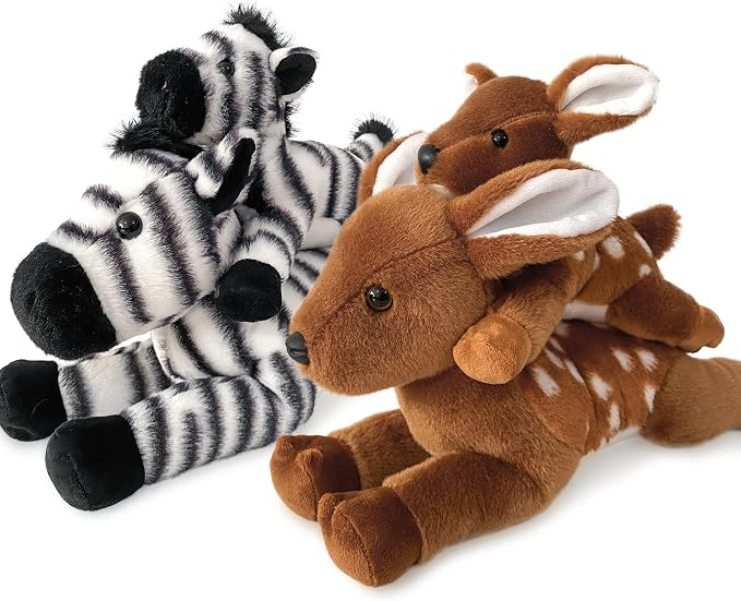 Deer Stuffed Animal for Kids,12 inch Realistic Animal Plush Toy Lying Down Posture Animals,Plush for Boys Girls Adult Birthday Hug Teaching(L-Deer)