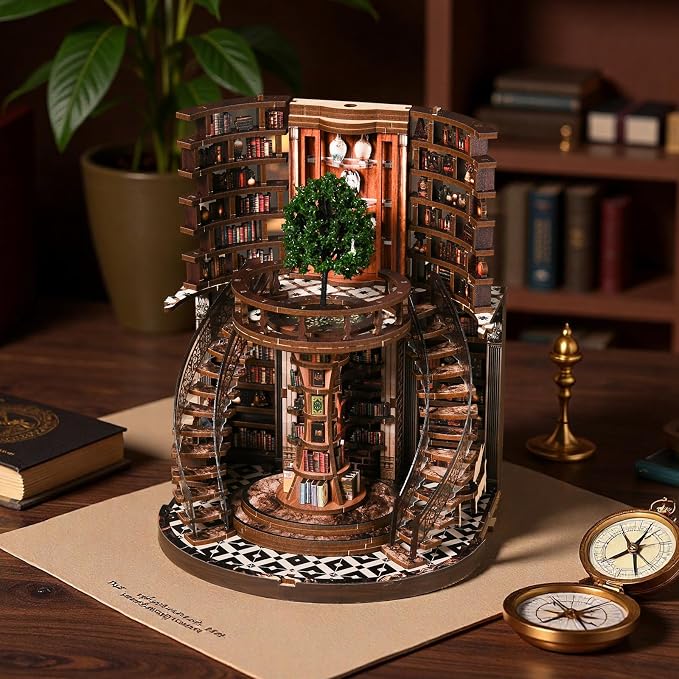 DIY Miniature House Kit, Book Nook Kit, 3D Wooden Puzzles Bookshelf Craft Kits, Dollhouse Kit with LED Light, Mini Building Kit for Adults Teen to Build (Dreamy Bookstore)