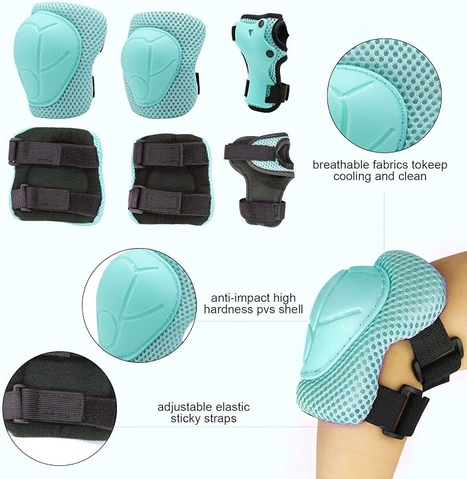 Kids Bike Skateboard Helmet Pad Set,Toddler Cyling Protective Gear Knee & Elbow Pads Wrist Guards for 5-8-10-12-14-16 Years Girls Boys Bicycle Scooter Roller Skate Inline Skating Rollerblading