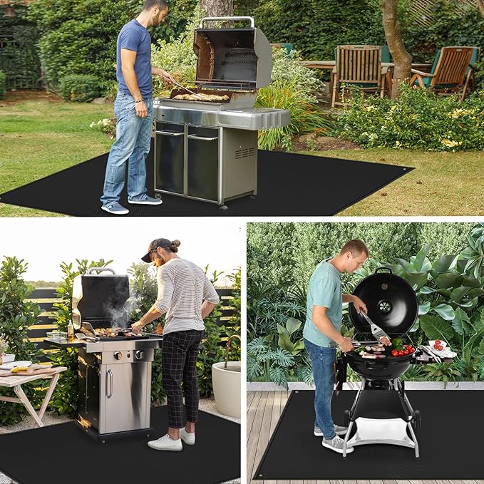 TOHONFOO 60 x 48 in Under Grill Mat for Outdoor Grill - Fireproof BBQ Mats for Grilling to Protect The Deck, Patio, Pavers - Easy to Clean Indoor Fireplace Mat - 0.6mm