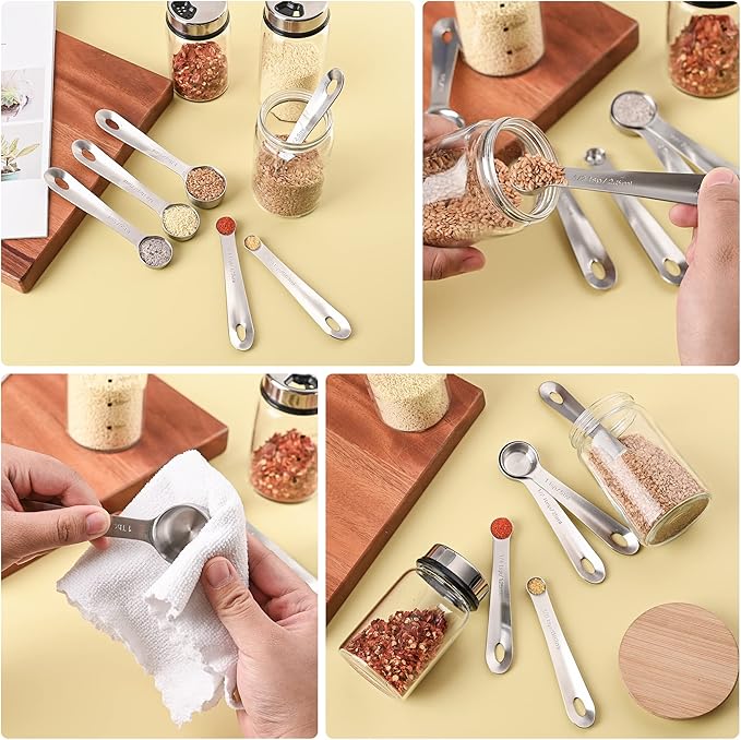 Measuring Cups and Spoons Set 11, 18/8 Stainless Steel Measuring Cups and Spoons for Dry & Liquid, 5 US & Metric Measure Cups and 6 Measure Spoons Set for Kitchen & Baking Measuring Tools