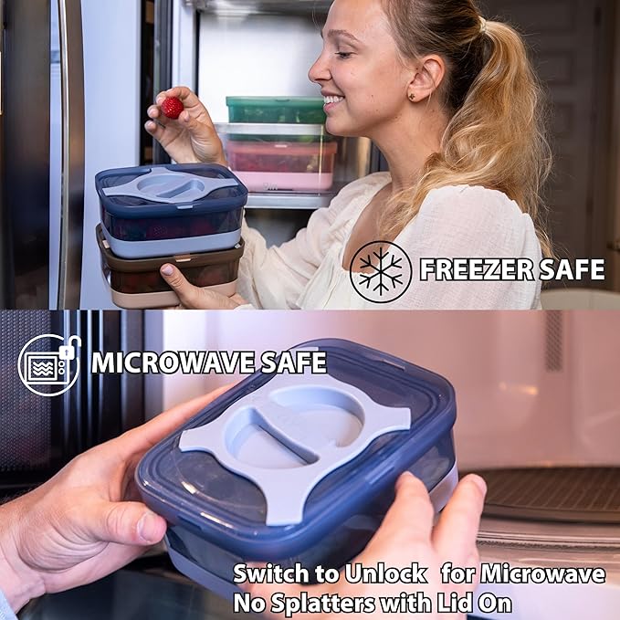 Adult Lunch Box 25.5oz 3 Cups Leakproof Salad and Meal Prep Container Twistlock Lid Reusable BPA-Free Microwave and Dishwasher Safe for Work Lunch (Green)