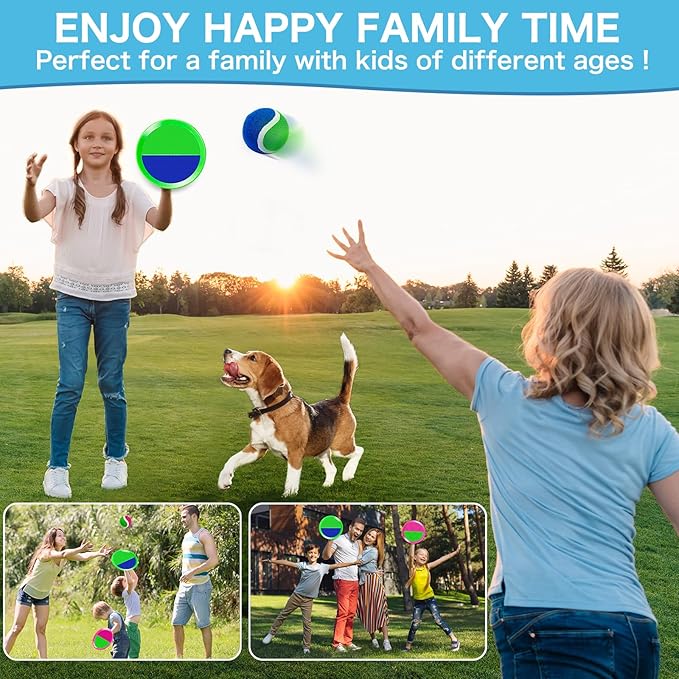 Outdoor Toys for Kids Ages 3-5, 4-8, 8-12 - Ball Catch Game for 3 4 5 6 7 8 -12 Year Old Boys Girls, Outside Toss Game Set for Beach, Pool, Yard - Toddlers Birthday Gifts Easter Basket Stuffers(6Pcs)