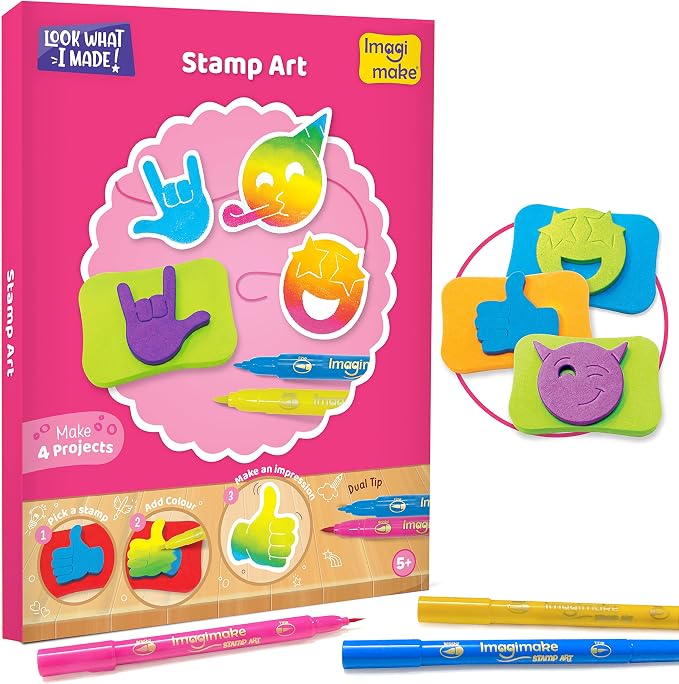 Imagimake Craft Kit - Arts and Crafts for Kids Ages 5+ - Air Dry Clay, Paper Quilling, Stamp Art - 3-in-1 Arts and Crafts Kit - Gifts for 5, 6, 7, 8 Year Olds