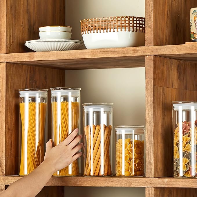 ZENS Airtight Glass Jar Container,15 Fluid Ounce Clear Glass Canister with Lid, Food Storage Jars for Kitchen Spice or Loose Tea,450ml
