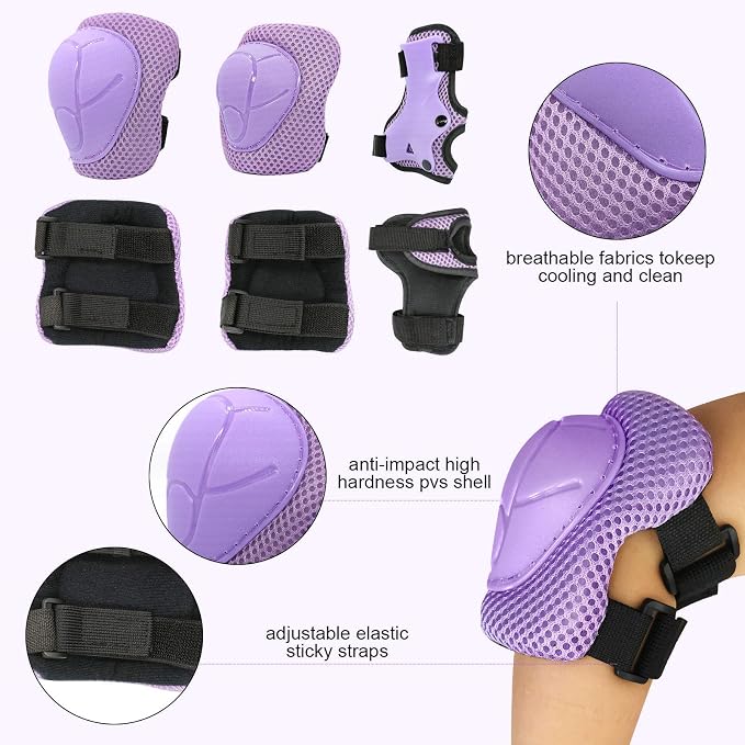 Kids Bike Skateboard Helmet Pad Set,Toddler Cyling Protective Gear Knee & Elbow Pads Wrist Guards for 5-8-10-12-14-16 Years Girls Boys Bicycle Scooter Roller Skate Inline Skating Rollerblading
