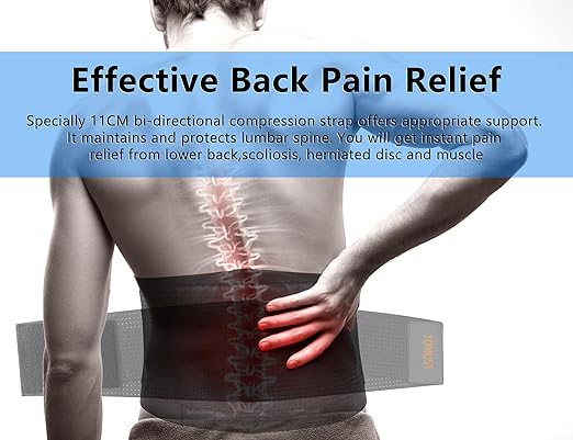 Back Brace - Breathable Waist Belt Lumbar Support for Lower Back Pain Relief, Recovery, Sciatica, Scoliosis, Herniated Disc, Lifting, With Dual Adjustable Straps for Men/Women, S