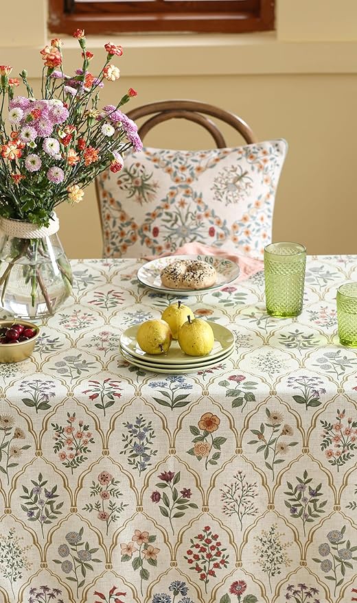 ISAENNE Designer Small Square Tablecloth,Western Linen Colorful Floral Indoor Table Cloth,Wrinkle Resistant Decor Tablecloths for Dining Thanksgiving Kitchen Christmas,55"*55"-Serenity B