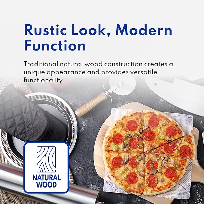 New Star Foodservice 50288 Restaurant-Grade Wooden Pizza Peel, 14" L x 14" W Plate, with 22" L Wooden Handle, 36" Overall Length