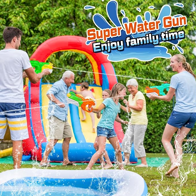 Quanquer 600cc Water Guns for Kids & Adults - 4 Pack Super Squirt Blasters Soaker with Long Range, High Capacity Pump Action, Summer Swimming Beach Outdoor Water Fighting Play Pool Toys for Boys Girls