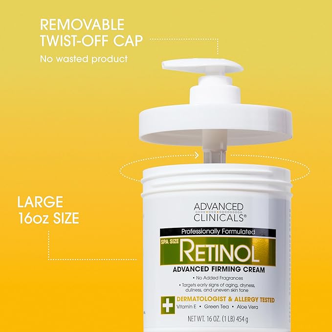 Advanced Clinicals Retinol Body Lotion + Collagen Body Oil 2pc Skincare Set For Women & Men | Fragrance Free Retinol Lotion + Collagen Massage Body Oil To Improve Appearance Of Crepey Skin, 2pc Set