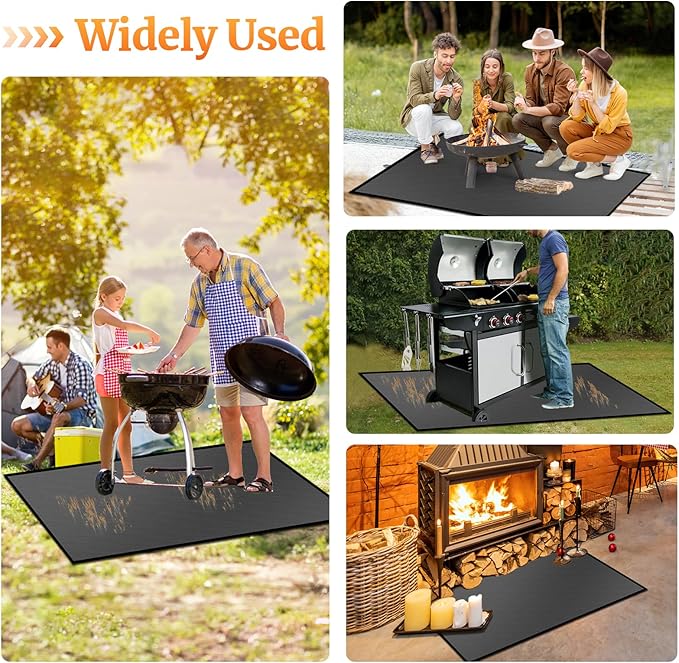 65 ×40 inches Under Grill Mats for Outdoor Grill/ Fireproof Fire Pit Mat for under Fire Pit Fireplace, BBQ Mat under BBQ Waterproof Oil-Proof Grill Floor Pad for Deck Patio Flat Top Smokers Gas Grills