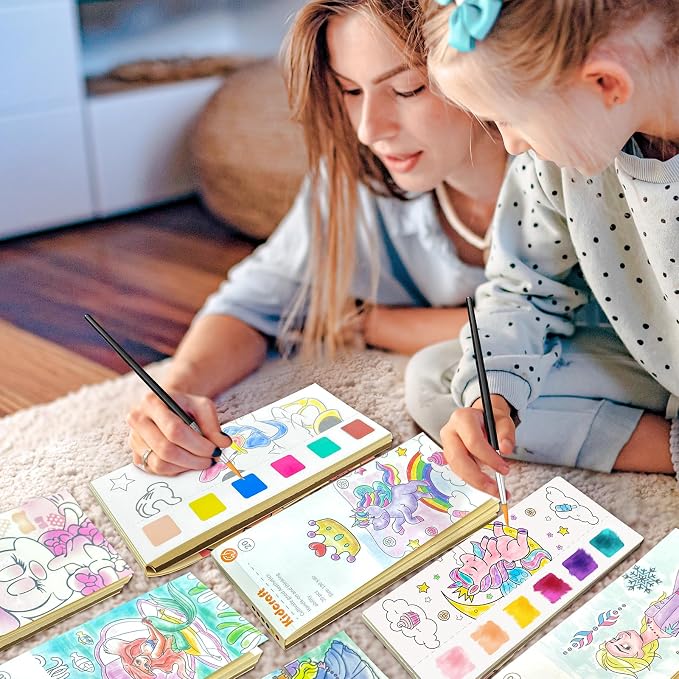 Paint with Water Coloring Books for Kids - 3 Pack, Pocket Mess Free Watercolor Painting Kit, Water Color Paint Set Arts and Crafts Gift for Girls Ages 4 5 6 7 8+, Travel Activity Toy
