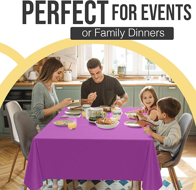 Exquisite 66% Thicker Premium Plastic Table Cloth Rectangle Table Cover 0.5 Mil 12 Pack Magenta Table Cloth 54 Inch x 108 Inch Disposable Tablecloth Won't Tear Easily Like Cheap Thin Brands