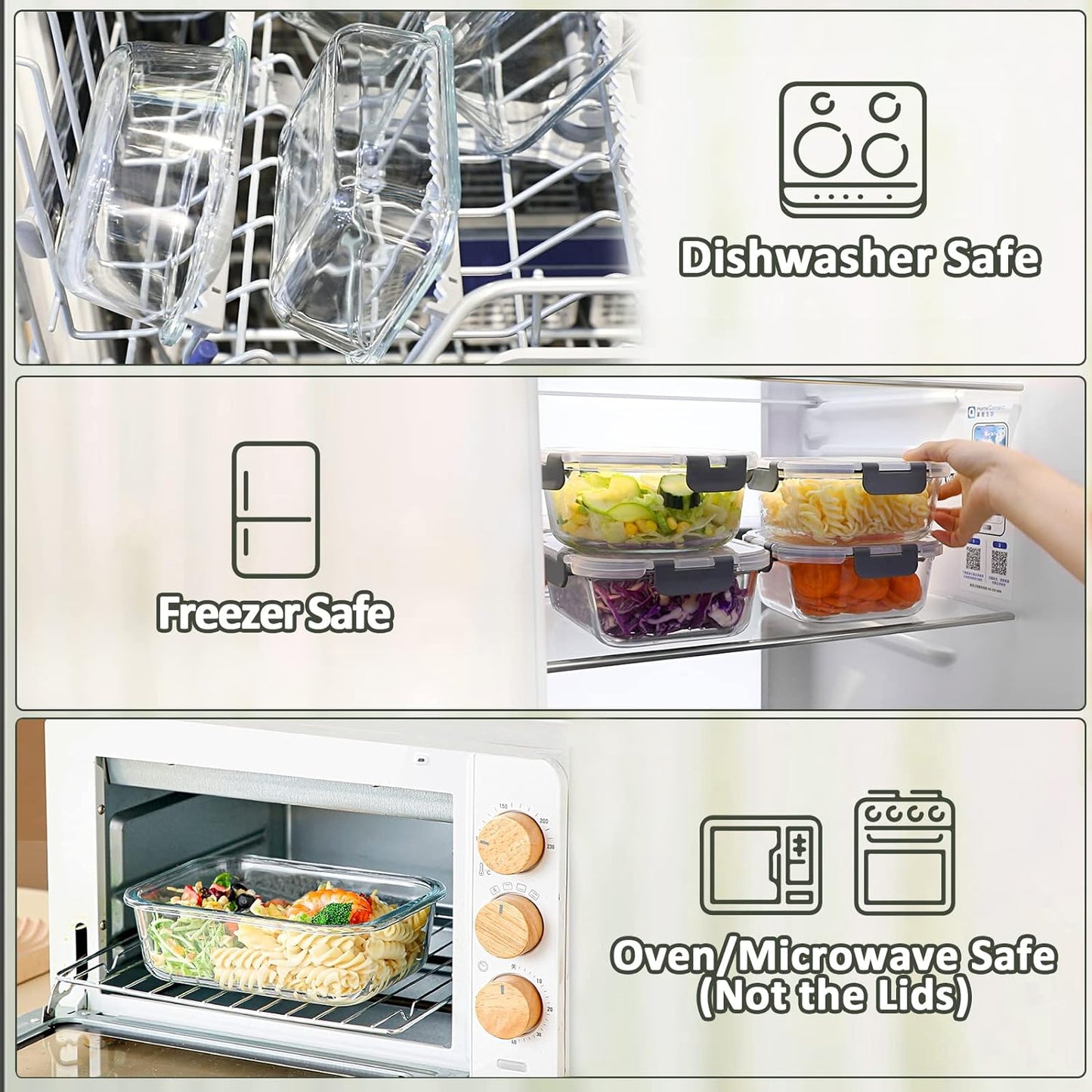 M MCIRCO 10-Pack,22 Oz Glass Meal Prep Containers,Glass Food Storage Containers with lids,Lunch Containers,Microwave, Oven, Freezer and Dishwasher (Gray)