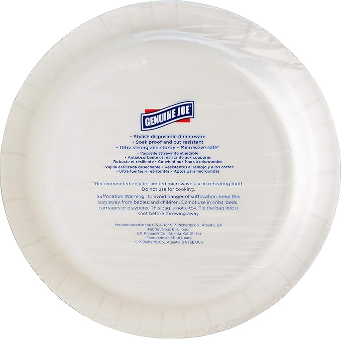 Genuine Joe Printed Paper Plates, 9" (Pack of 125)