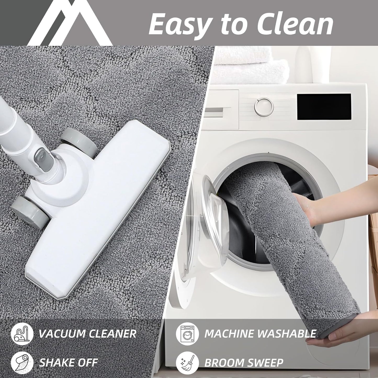 COSY HOMEER Soft Kitchen Rugs [2 PCS] for in Front of Sink Super Absorbent Kitchen Floor Mats and Mats 24x35 Inch/24X60 Non-Skid Kitchen Mat Standing Mat Washable,Polyester,Grey
