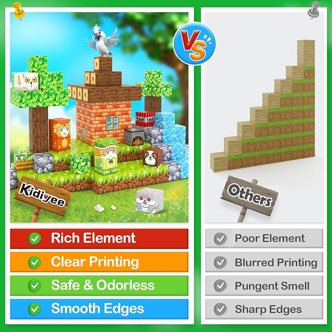 100PCS Magnetic Blocks - Build Mine Magnet World Forest Set, STEM Building Toys for Kids Ages 4-8, Classroom Must Haves Construction Toys, Sensory Toddler Toys Gift for 3+ Year Old Boys & Girls