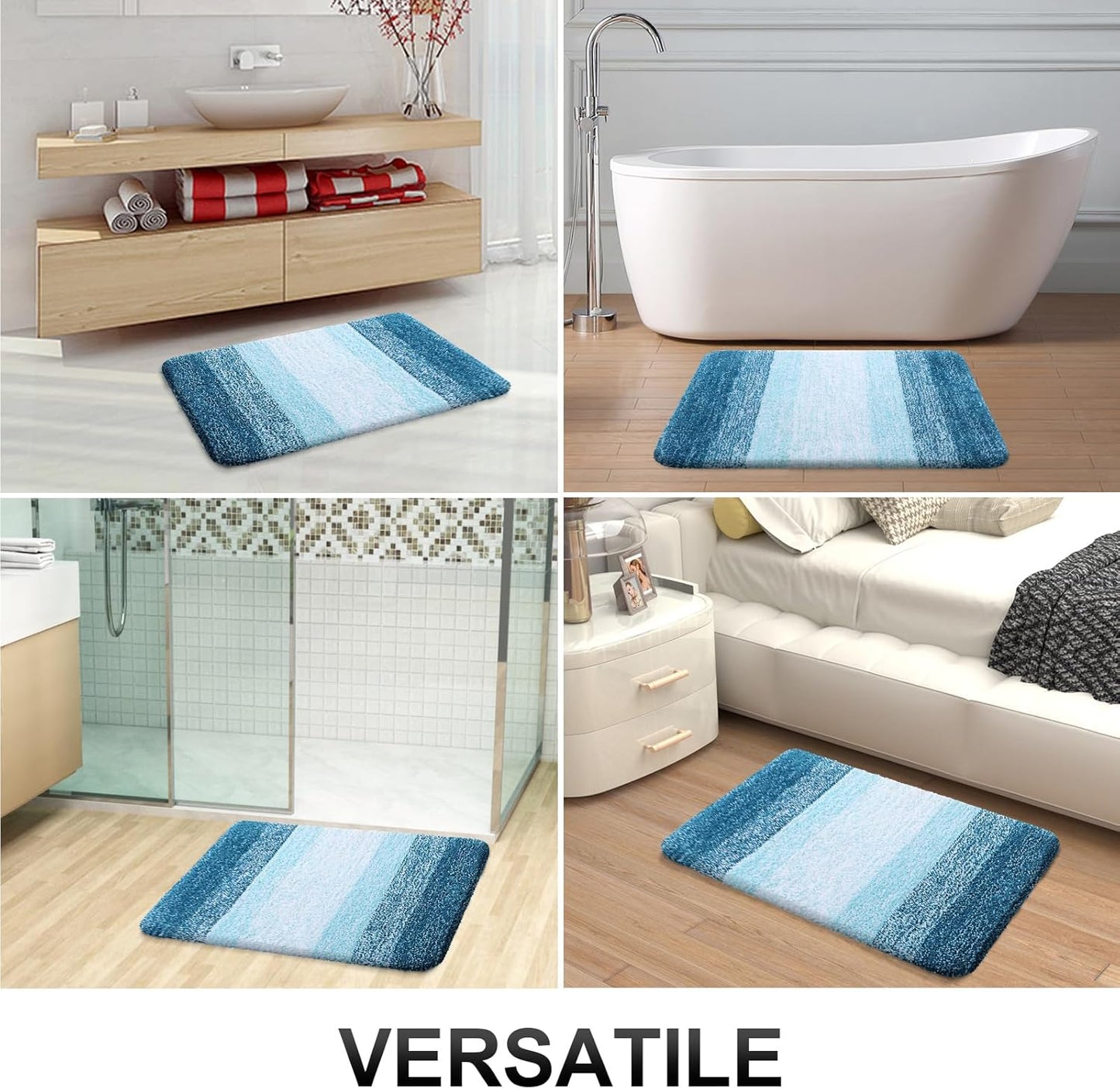 OLANLY Bathroom Runner Rugs 54x24, Extra Soft Absorbent Microfiber Bath Rugs, Rubber Backing, Quick Dry, Washable Bath Mats for Bathroom Floor, Tub and Shower, Home Decor Accessories, Peacock Blue