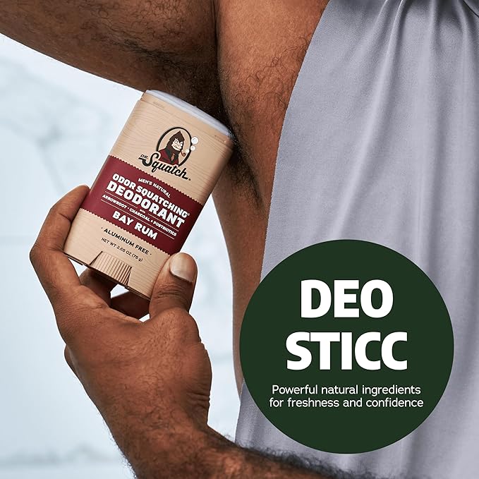Dr. Squatch Natural Deodorant for Men - Odor-Squatching Aluminum Free - Rainforest Rapids & Cool Fresh Aloe (2.65 oz, 2-Pack)