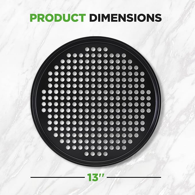 NutriChef 4-Pack 13’’ Non-Stick Pizza Pans, Round Pizza Pans for Oven, Commercial-Grade Carbon Steel, Non-Stick Gray Coating, Ideal for Baking Pizza, Cookies and More, Dishwasher Safe