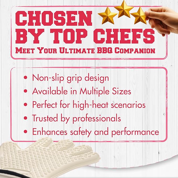 KITCHEN PERFECTION Silicone Smoker Oven Gloves For Women -Extreme Heat Resistant BBQ Gloves -Handle Hot Food Right on Your Smoker Grill Fryer|Waterproof Oven Mitts Grill Gloves |Superior Set+3 Bonuses
