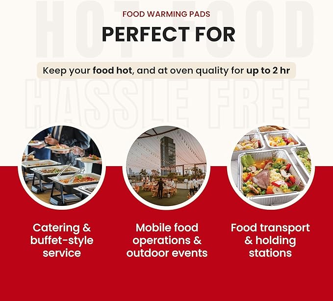 Flameless Food Warming Pads (6 Pack) - Food Warmers for Parties Buffet Disposable - Party Buffet Servers and Warmers for Half Size Pans - Heating Pads for Chafing Dish- Must-Have Catering Supplies